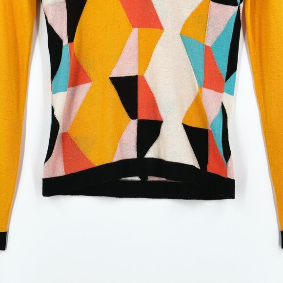Happy Sheep Geometric Pull-Over Sweater Small Multicolor Preppy Designer Light - Picture 3 of 9